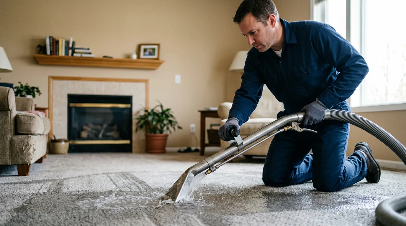 Water damage restoration technician working near Jericho, VT